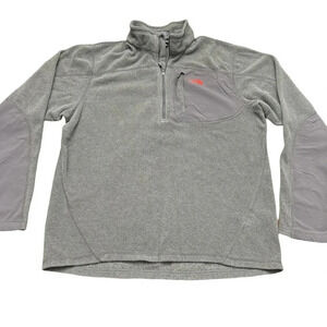 EUC The North Face quarter zip pullover fleece. Gray with red logo. Mens Small.